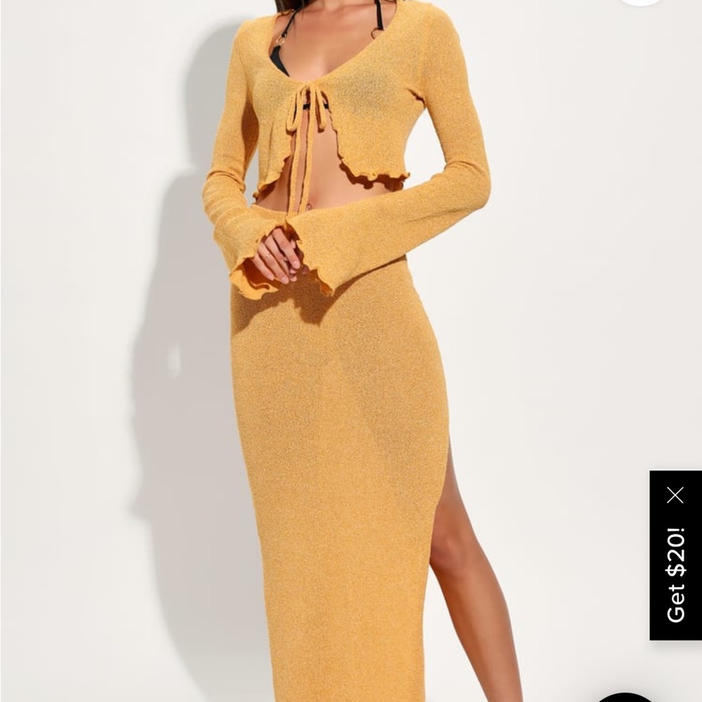 Vibrant Destination Golden Yellow Two-Piece Maxi Swim Cover-Up